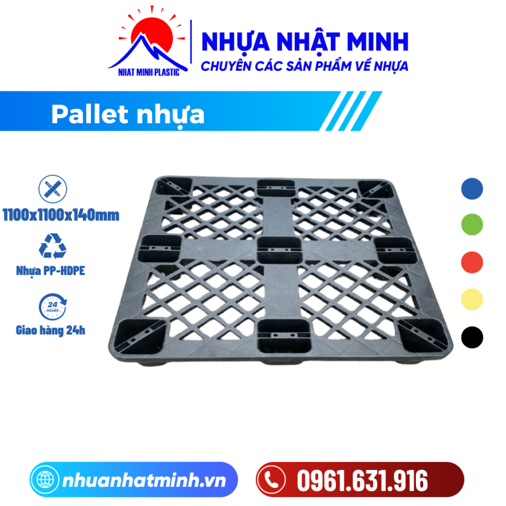 Pallet nhựa cũ chân cốc 1100x1100x140mm ảnh chính