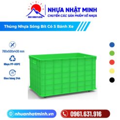 Thùng Nhựa Sóng Bít Có 5 Bánh Xe