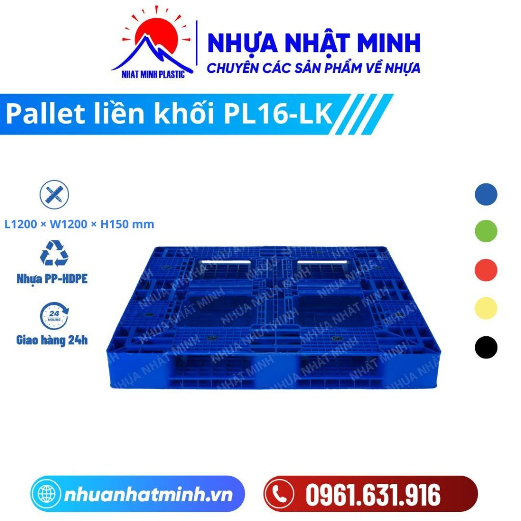 Pallet nhựa liền khối PL16-LK ảnh chi tiết