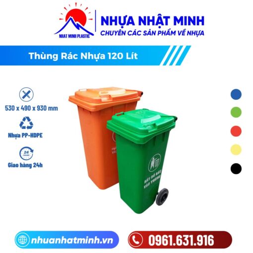 Thùng Rác Nhựa 120 Lít