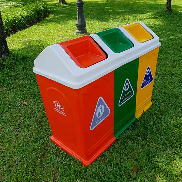 Thùng rác nhựa 3 ngăn - Sản phẩm tiện ích bảo vệ môi trường 2 thùng rác 3 ngăn