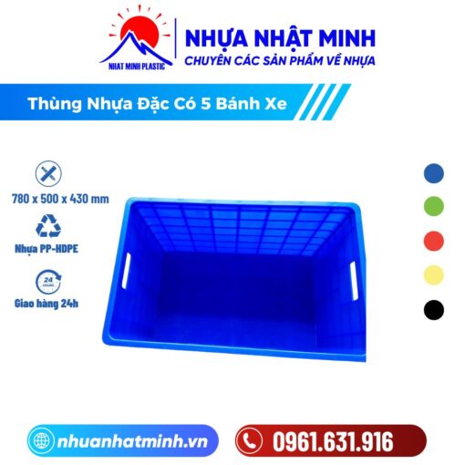 Thùng Nhựa Đặc Có 5 Bánh Xe