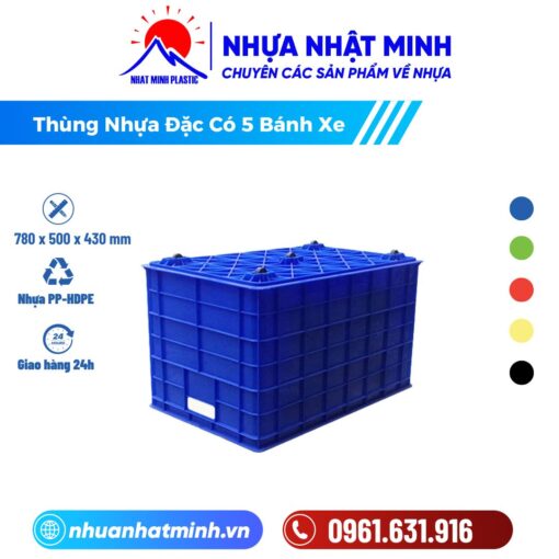 Thùng Nhựa Đặc Có 5 Bánh Xe