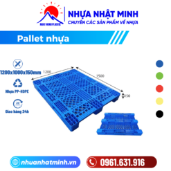 Pallet nhựa 1200x1200x150mm, 3 chân suốt