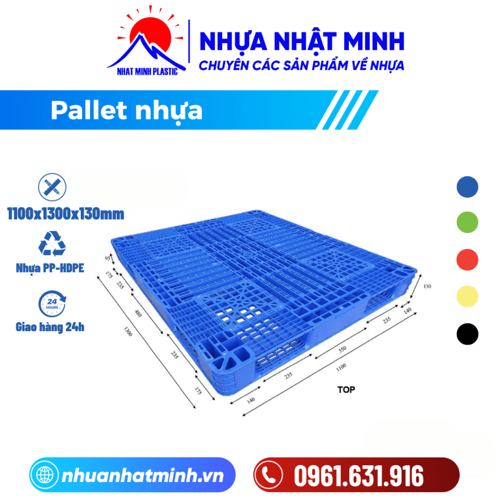 Pallet Nhựa 1100x1300x130mm ảnh chi tiết