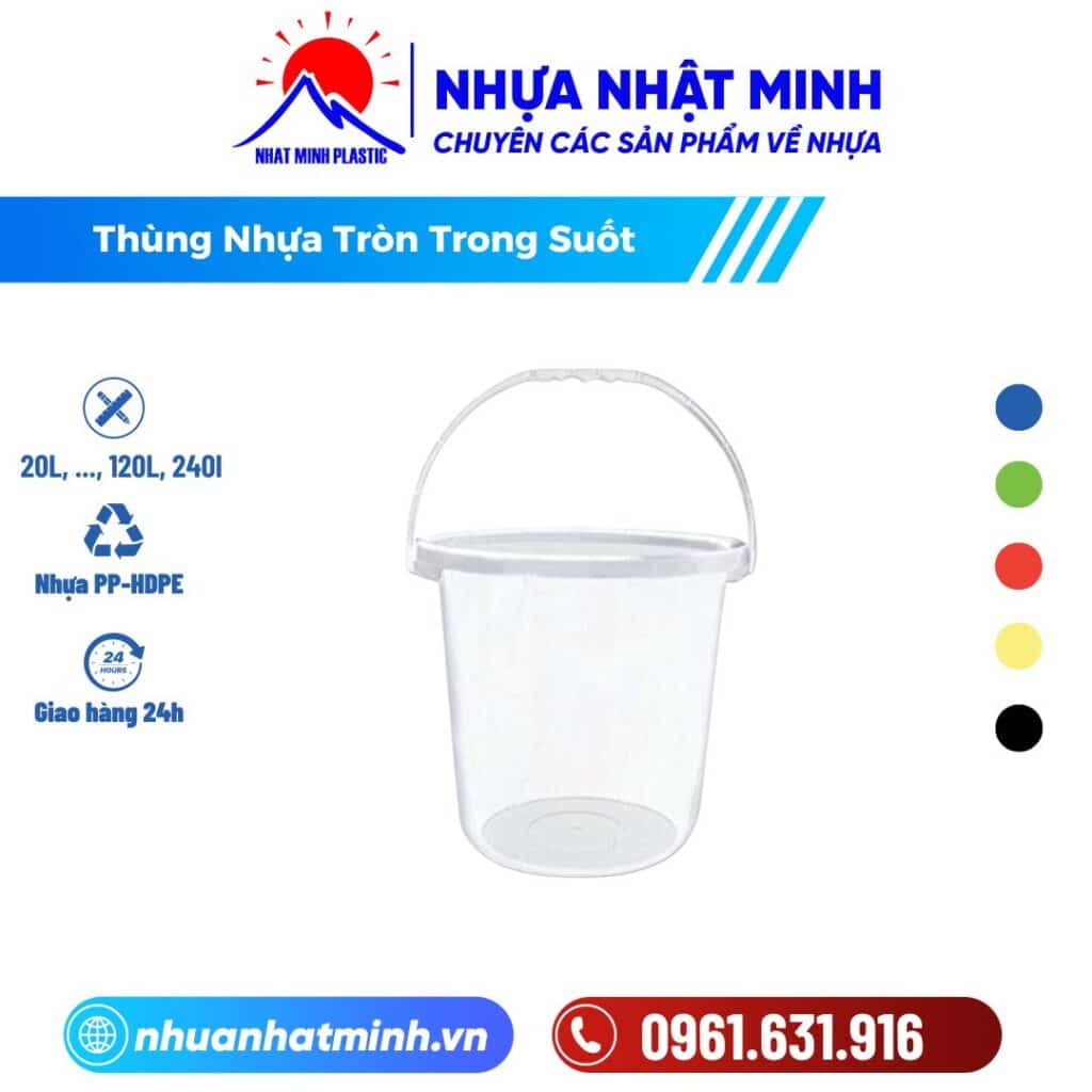Thùng Nhựa Tròn Trong Suốt ảnh chi tiết