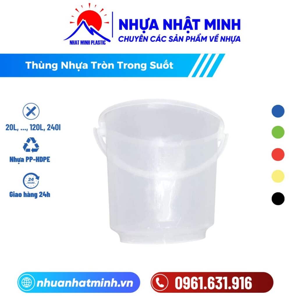 Thùng Nhựa Tròn Trong Suốt ảnh chi tiết