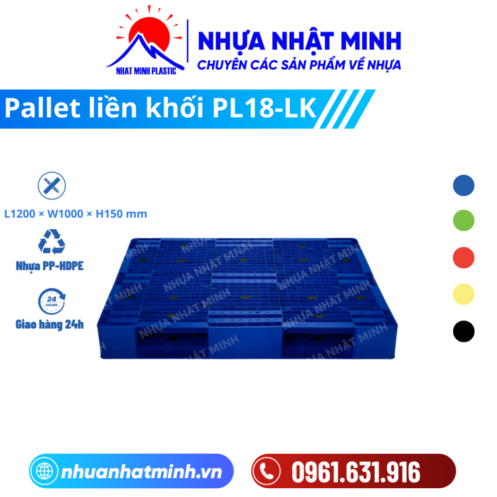 Pallet nhựa liền khối PL18-LK ảnh chi tiết