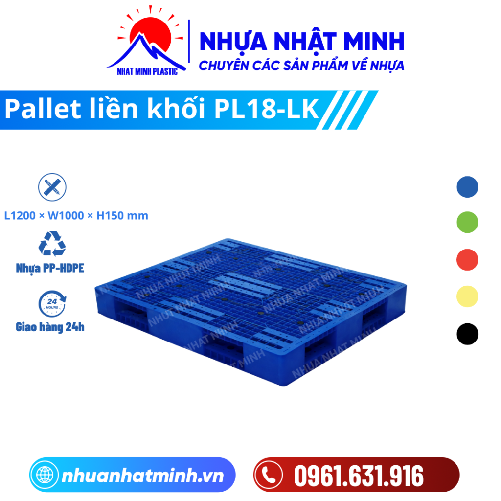 Pallet nhựa liền khối PL18-LK ảnh chi tiết