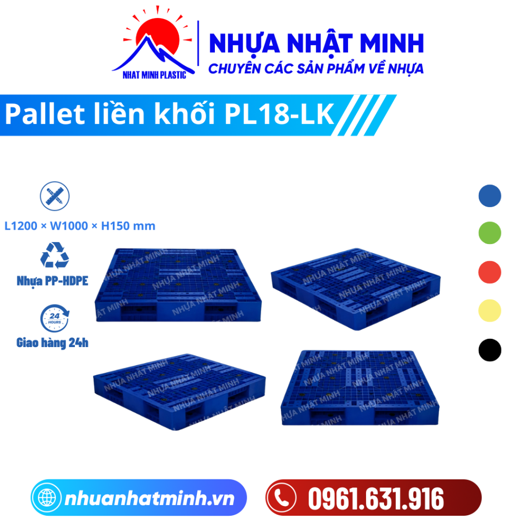 Pallet nhựa liền khối PL18-LK ảnh chi tiết