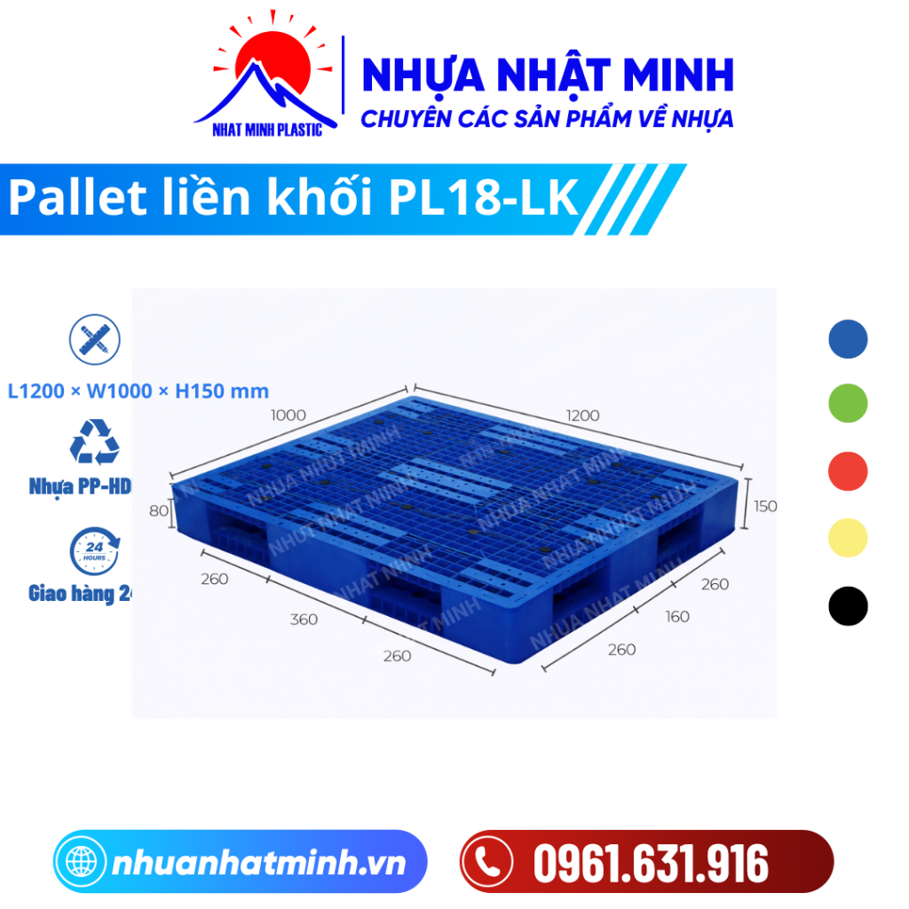 Pallet nhựa liền khối PL18-LK ảnh chính