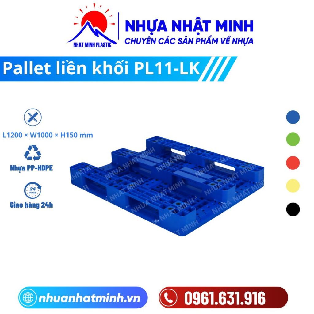 Pallet nhựa liền khối PL11-LK ảnh chi tiết